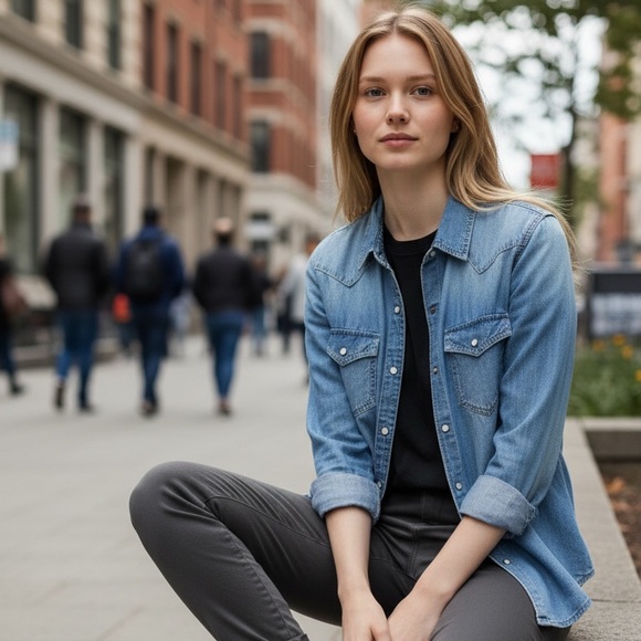 GAP Light Blue Denim Shirt XL - Picture 5 of 12